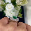 6ct Emerald Double Halo Engagement Ring