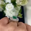 6ct Emerald Double Halo Engagement Ring
