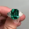Three-stone Emerald Engagement Ring