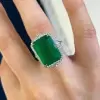 14ct Vintage Halo Emerald Cut Cocktail Ring
