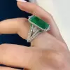 14ct Vintage Halo Emerald Cut Cocktail Ring