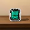 16ct Emerald Cut Double Halo Vintage Cocktail Ring