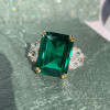 14ct Emerald Cut Green Sapphire Cluster Engagement Ring