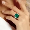 14ct Emerald Cut Green Sapphire Cluster Engagement Ring
