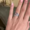 4ct Pear Cut White Sapphire 2pcs Bridal Set