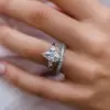 4ct Pear Cut White Sapphire 2pcs Bridal Set