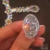9.3ct Halo Oval Cut White Sapphire Engagement Ring