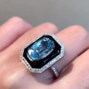 4ct Oval Cut Aquamarine Halo Engagement Ring