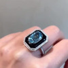 4ct Oval Cut Aquamarine Halo Engagement Ring