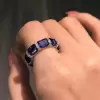 7.95ctw Emerald Cut Blue Sapphire Eternity Band
