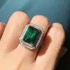 8.4ct Emerald Cut Green Sapphire Halo Engagement Ring