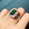 8.4ct Emerald Cut Green Sapphire Halo Engagement Ring