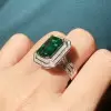 8.4ct Emerald Cut Green Sapphire Halo Engagement Ring
