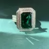 8.4ct Emerald Cut Green Sapphire Halo Engagement Ring