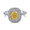 2.03ct Double Halo Cushion Cut Yellow Sapphire Engagement Ring