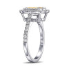 2.03ct Double Halo Cushion Cut Yellow Sapphire Engagement Ring