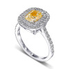 2.03ct Double Halo Cushion Cut Yellow Sapphire Engagement Ring