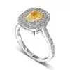 2.03ct Double Halo Cushion Cut Yellow Sapphire Engagement Ring