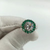 3ct Round Cut White Sapphire Emerald Halo Engagement Ring