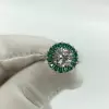 3ct Round Cut White Sapphire Emerald Halo Engagement Ring