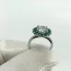 3ct Round Cut White Sapphire Emerald Halo Engagement Ring