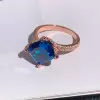 6ct Cushion Cut Swiss Blue Topaz Bypass Twist Engagement Ring