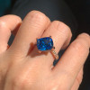 6ct Cushion Cut Swiss Blue Topaz Bypass Twist Engagement Ring