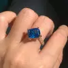 6ct Cushion Cut Swiss Blue Topaz Bypass Twist Engagement Ring