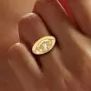 3ct Bezel Setting Oval Cut Light Yellow Sapphire Ring