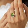 6.5ct Cushion Cut Unique Green Engagement Ring in Rose Gold