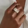 9.75ct Micro-pave Setting Emerald Cut Eternity Band in Rose Gold