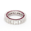 Emerald Cut Eternity Band with Ruby Accents