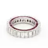 Emerald Cut Eternity Band with Ruby Accents