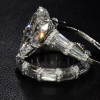 5.7ct Pear Cut White Sapphire 2pcs Bridal Set