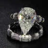 5.7ct Pear Cut White Sapphire 2pcs Bridal Set