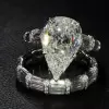 5.7ct Pear Cut White Sapphire 2pcs Bridal Set