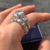 5.7ct Pear Cut White Sapphire 2pcs Bridal Set