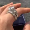 5.7ct Pear Cut White Sapphire 2pcs Bridal Set