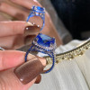 9.5ct Cushion Cut Blue Sapphire Halo Engagement Ring