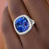 9.5ct Cushion Cut Blue Sapphire Halo Engagement Ring