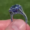 13ct Halo Cushion Cut Sapphire Engagement Ring