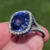 13ct Halo Cushion Cut Sapphire Engagement Ring