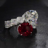 5ct Oval Cut Ruby & White Sapphire Twin Stone Engagement Ring