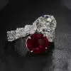5ct Oval Cut Ruby & White Sapphire Twin Stone Engagement Ring