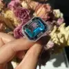 10ct Art Deco Inspired Aquamarine Engagement Ring