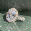 4ct Halo Oval Cut White Sapphire Engagement Ring