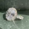 4ct Halo Oval Cut White Sapphire Engagement Ring