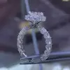 4ct Halo Oval Cut White Sapphire Engagement Ring