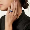 7.98ct Emerald Cut Blue Sapphire Triple Row Eternity Band