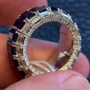 7.98ct Emerald Cut Blue Sapphire Triple Row Eternity Band